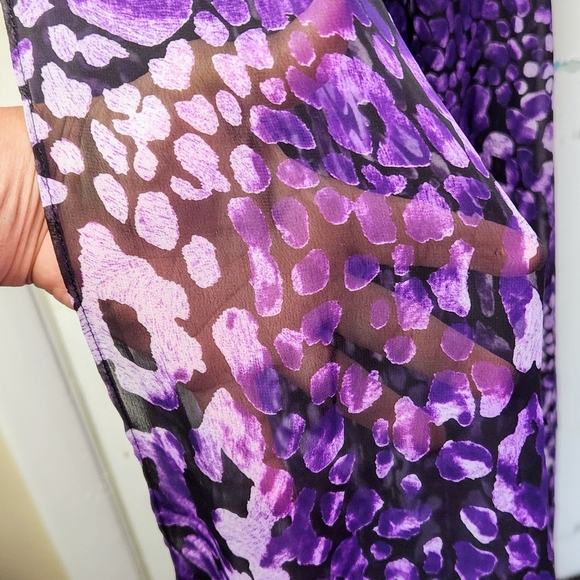 Hailey by Adrianna Papell Purple Criss-Cross Back Chiffon Sheer Maxi Dress SZ 12 - Picture 8 of 16